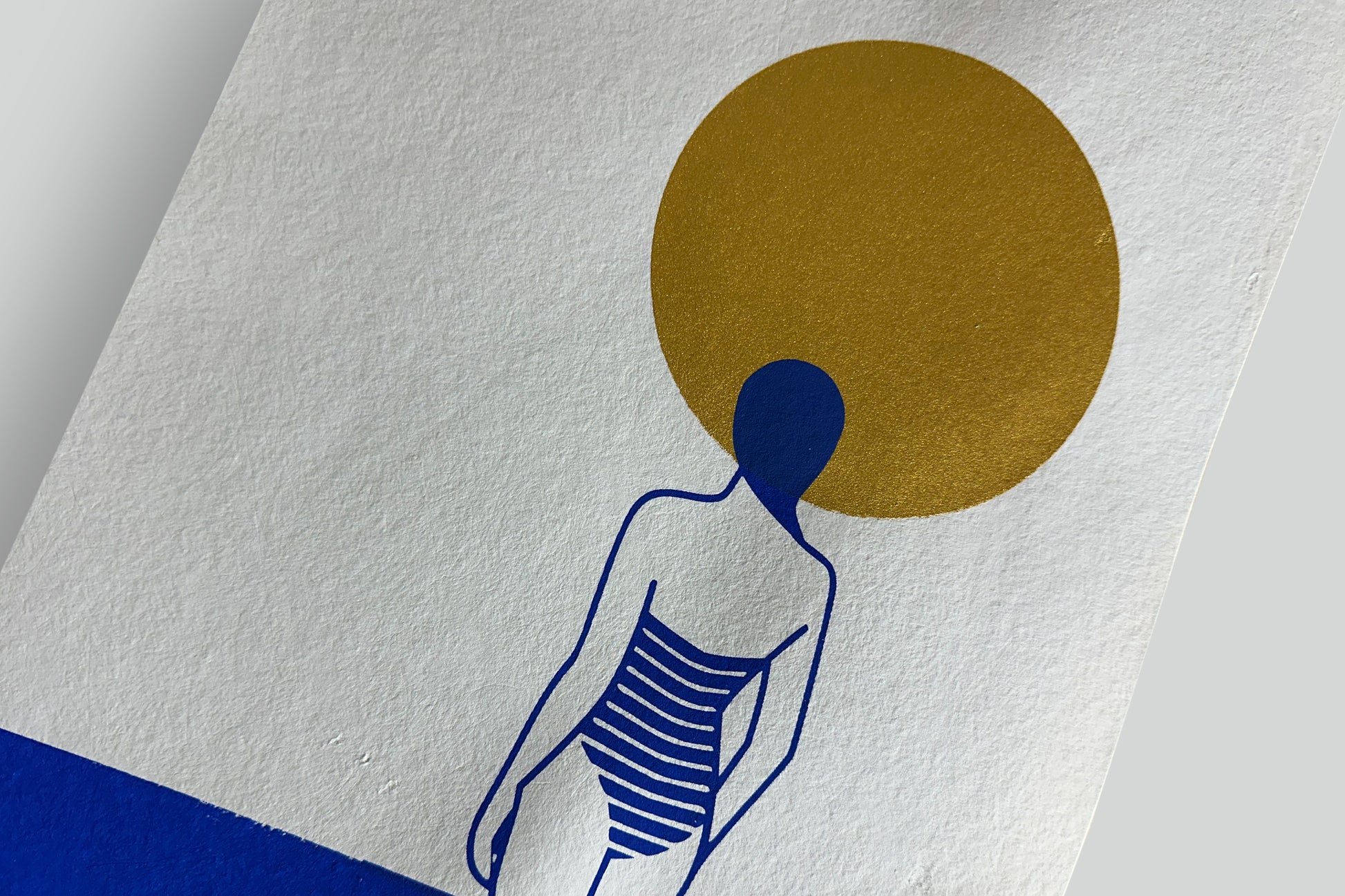 Detailansicht Siebdruck MARE auf handgeschöpftem Papier